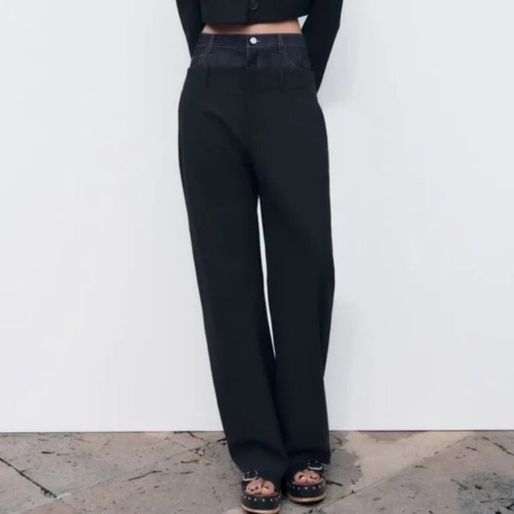 ZARA black & denim pants